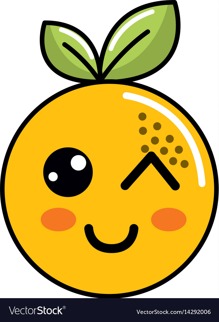 Kawaii Nice Happy Orange Fruit Royalty Free Vector Image