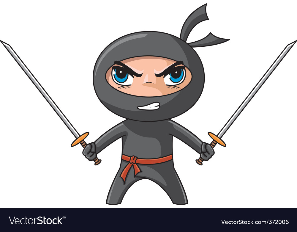 Cute Ninja Clipart, Cartoon with Simple Concept Stock Vector - Illustration  of background, katana: 218098650