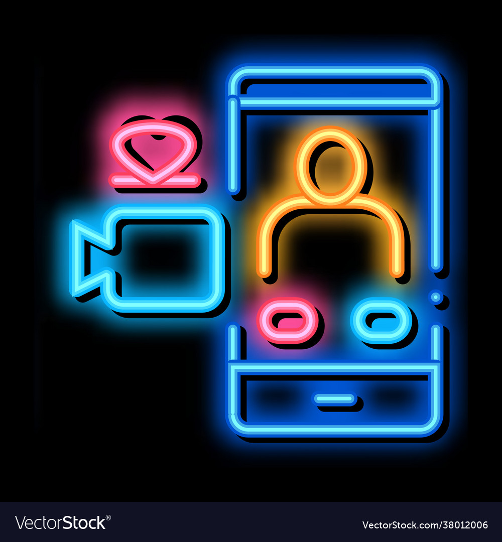 Romantic video calling neon glow icon Royalty Free Vector