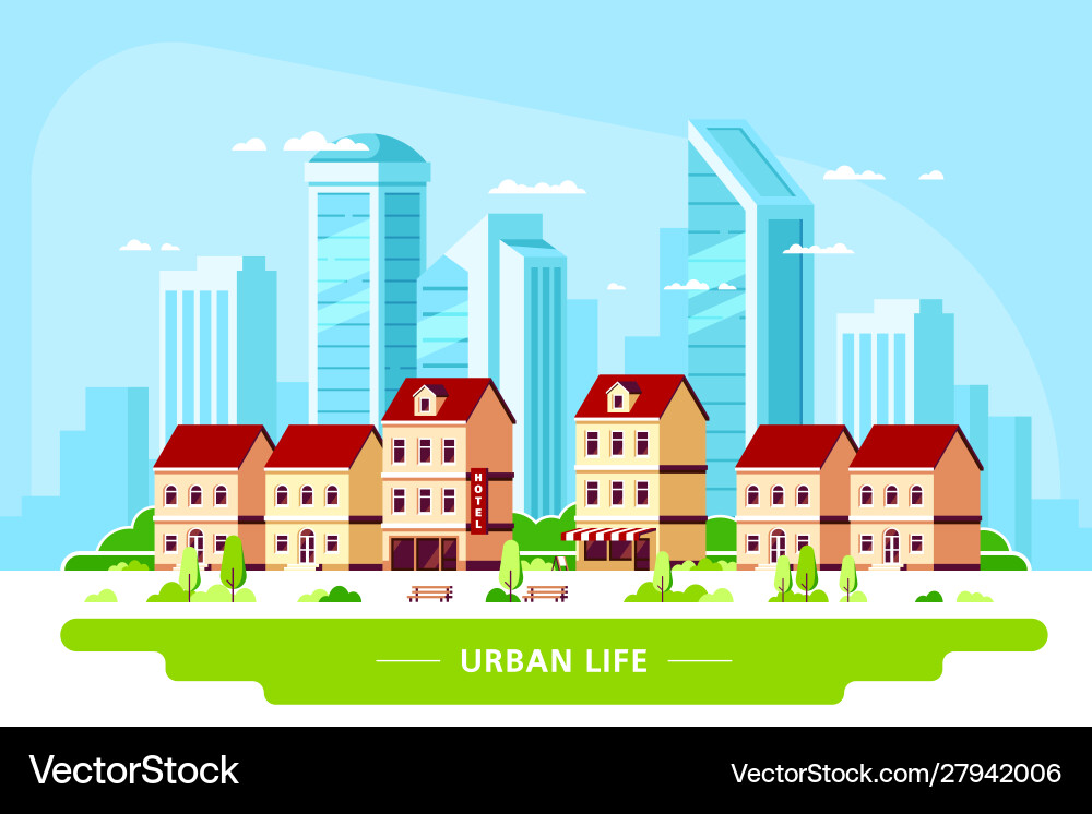 Urban Landscape Flat Style Banner Royalty Free Vector Image