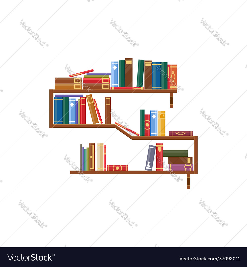 Bookcase bookshelf with books library shelves Vector Image