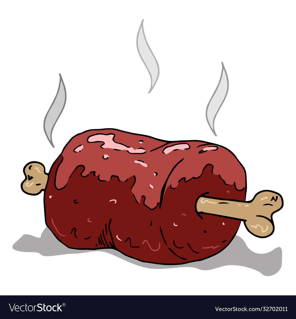 Meat on bone grilled cooked Royalty Free Vector Image
