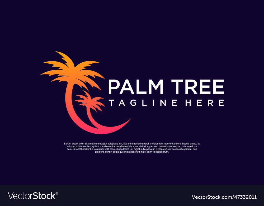 Palm tree logo design with simple concept premium Vector Image