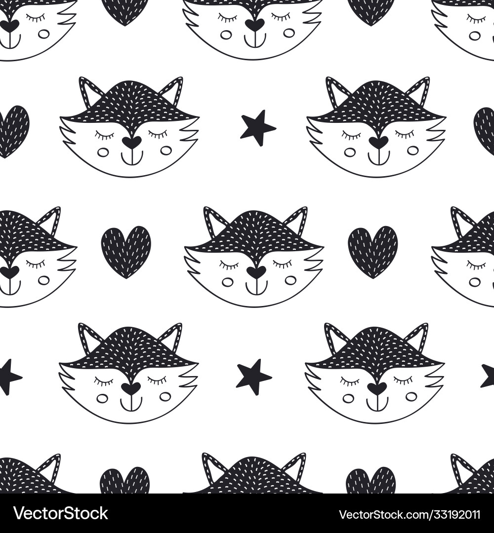 Seamless pattern with cute fox Royalty Free Vector Image