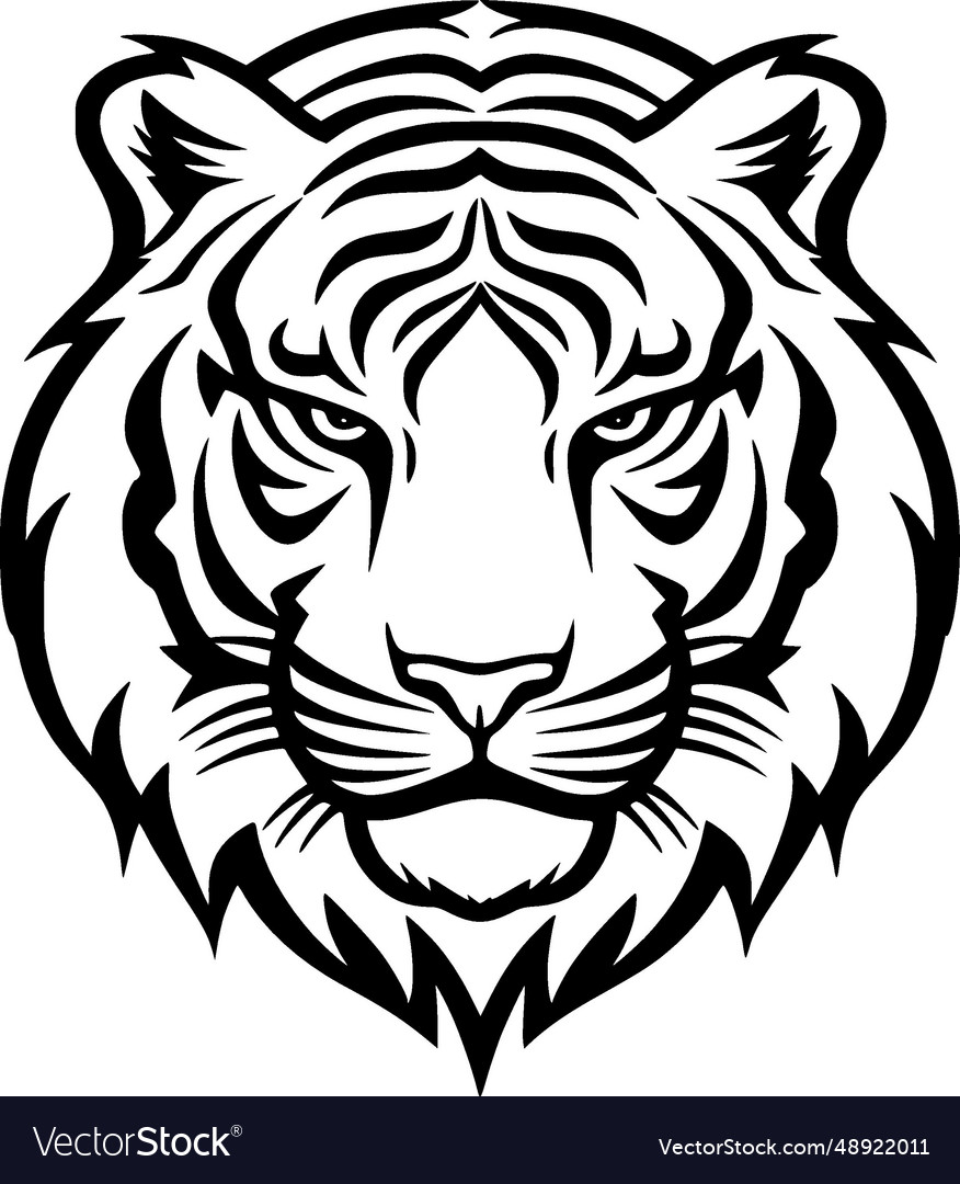 Tiger - black and white Royalty Free Vector Image