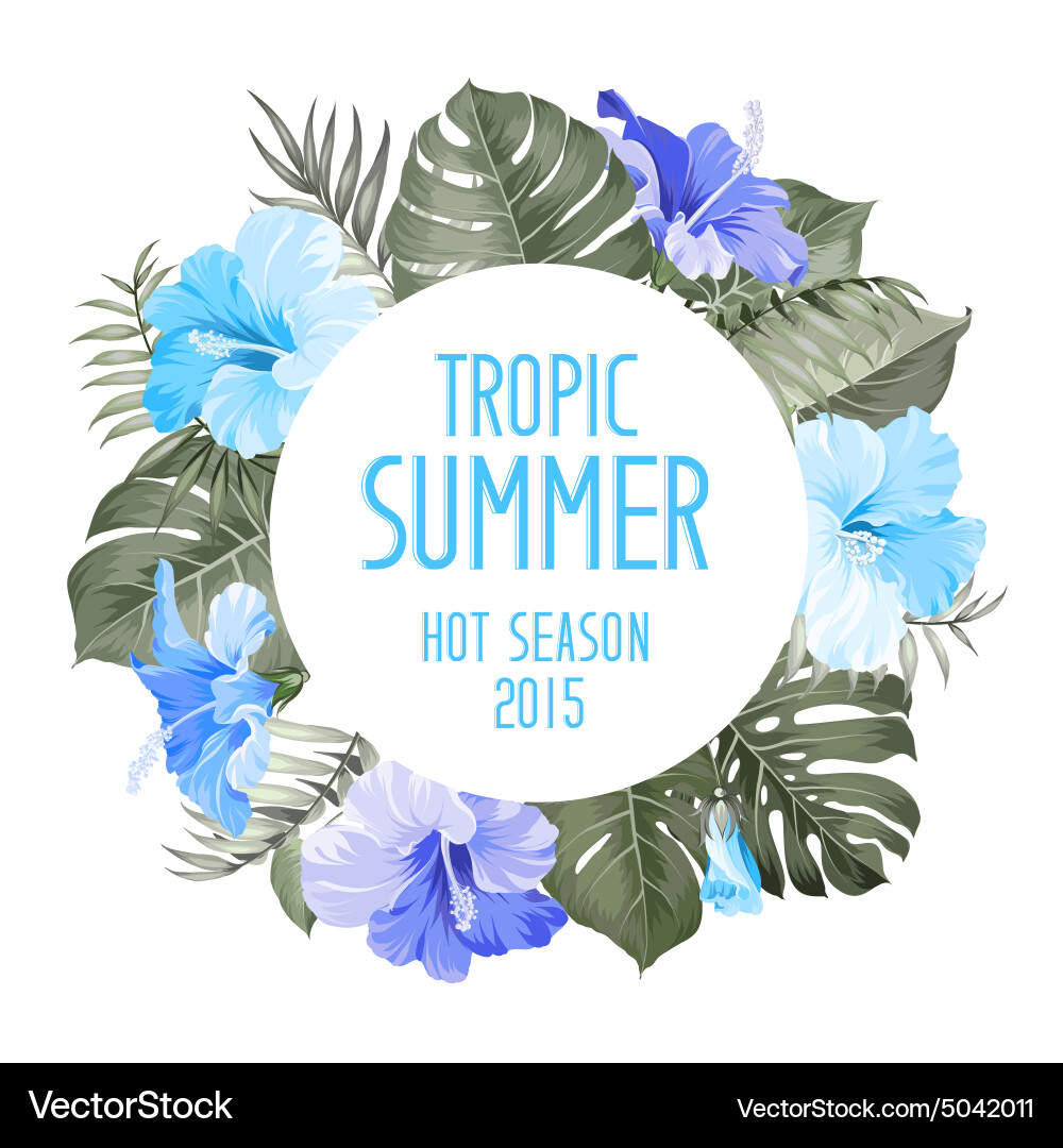 Tropical flower frame Royalty Free Vector Image