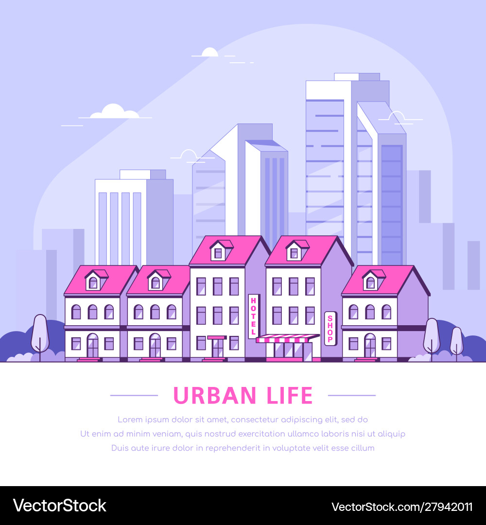 Urban Landscape Flat Style Banner De Royalty Free Vector