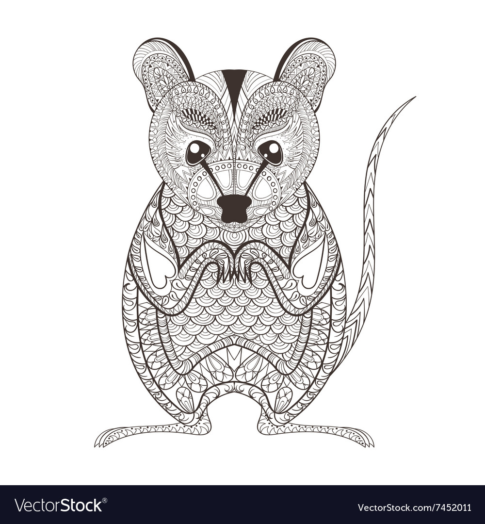 Zentangle Brown Possum Totem For Adult Anti