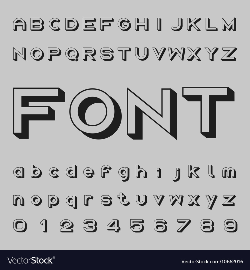 Download 3D font design shadow alphabet letters and Vector Image