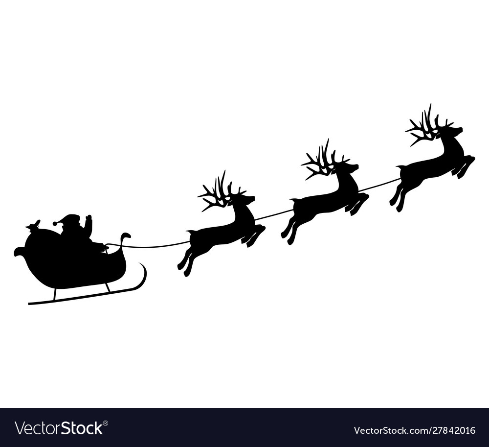 Christmas reindeers are carrying santa claus Vector Image