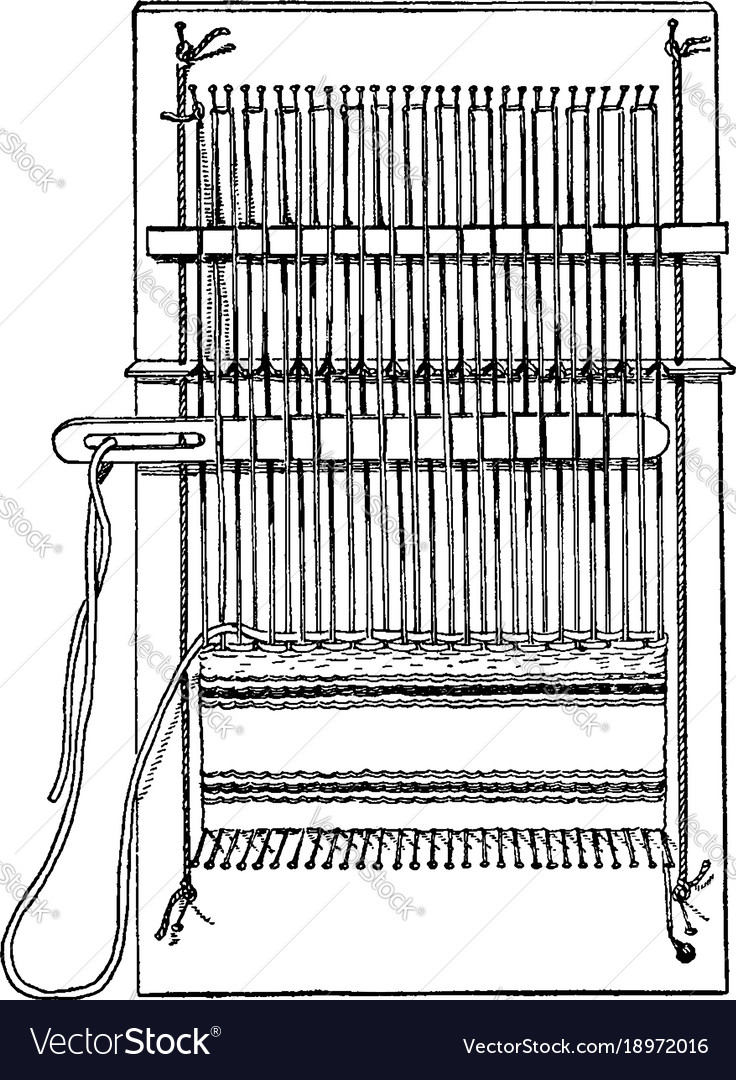 Complete pin loom the pins holding thread Vector Image