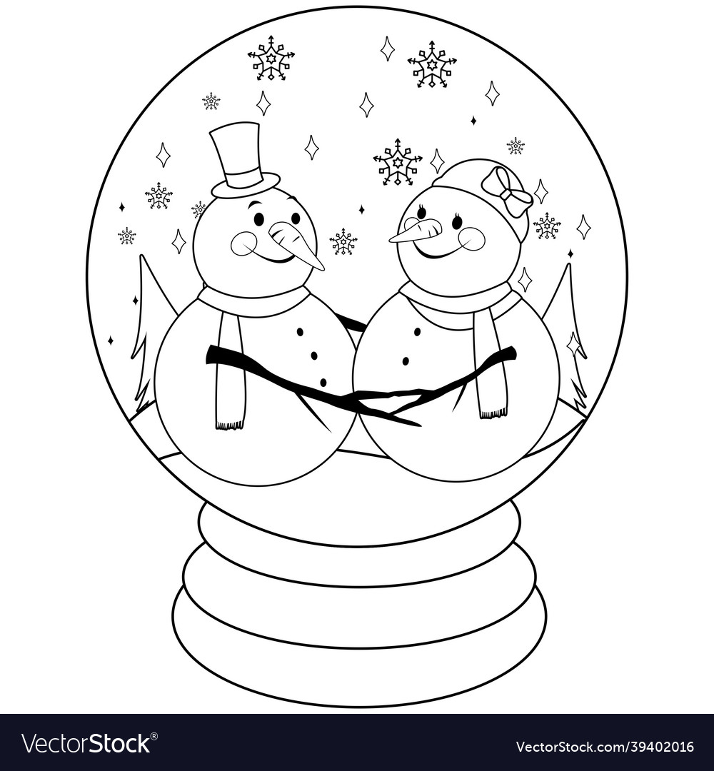 Cute snowmen inside a snow globe vector image Cute snowmen inside a snow globe