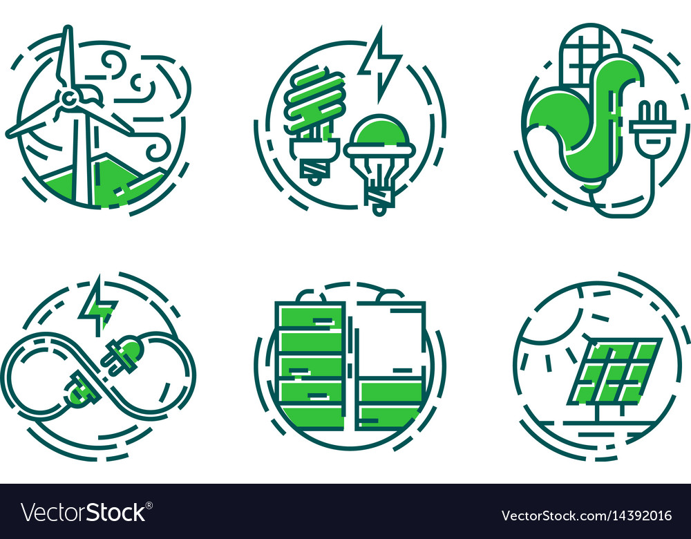 Green ecology energy conservation icons Royalty Free Vector