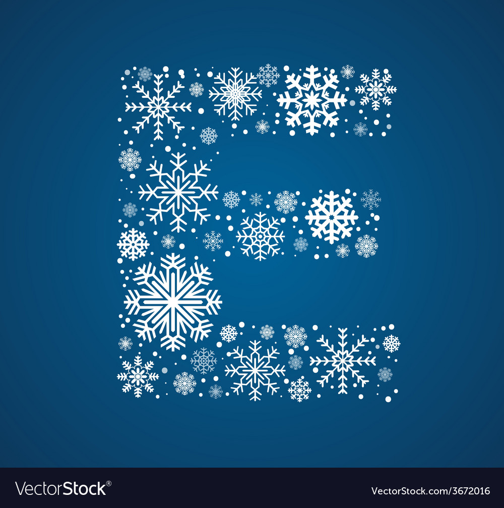 Letter E Font Frosty Snowflakes Royalty Free Vector Image