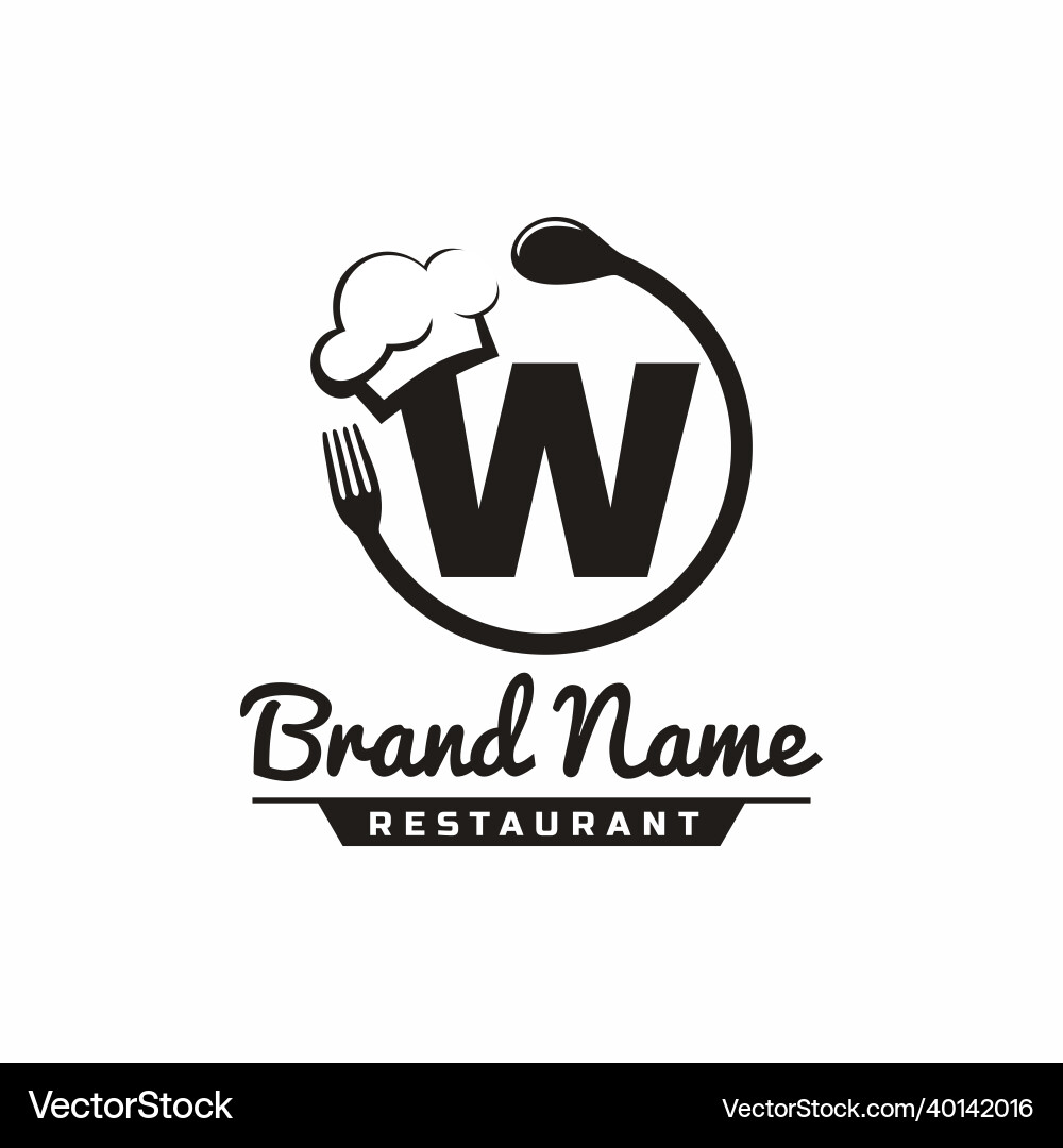 Letter w restaurant food logo design Royalty Free Vector