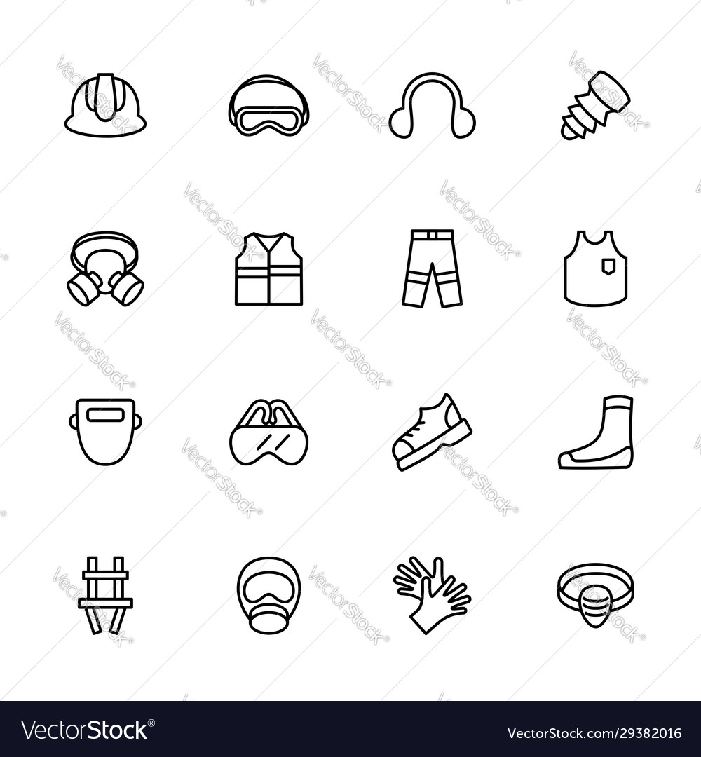 Line icon set related to mandatory safety apparel Vector Image