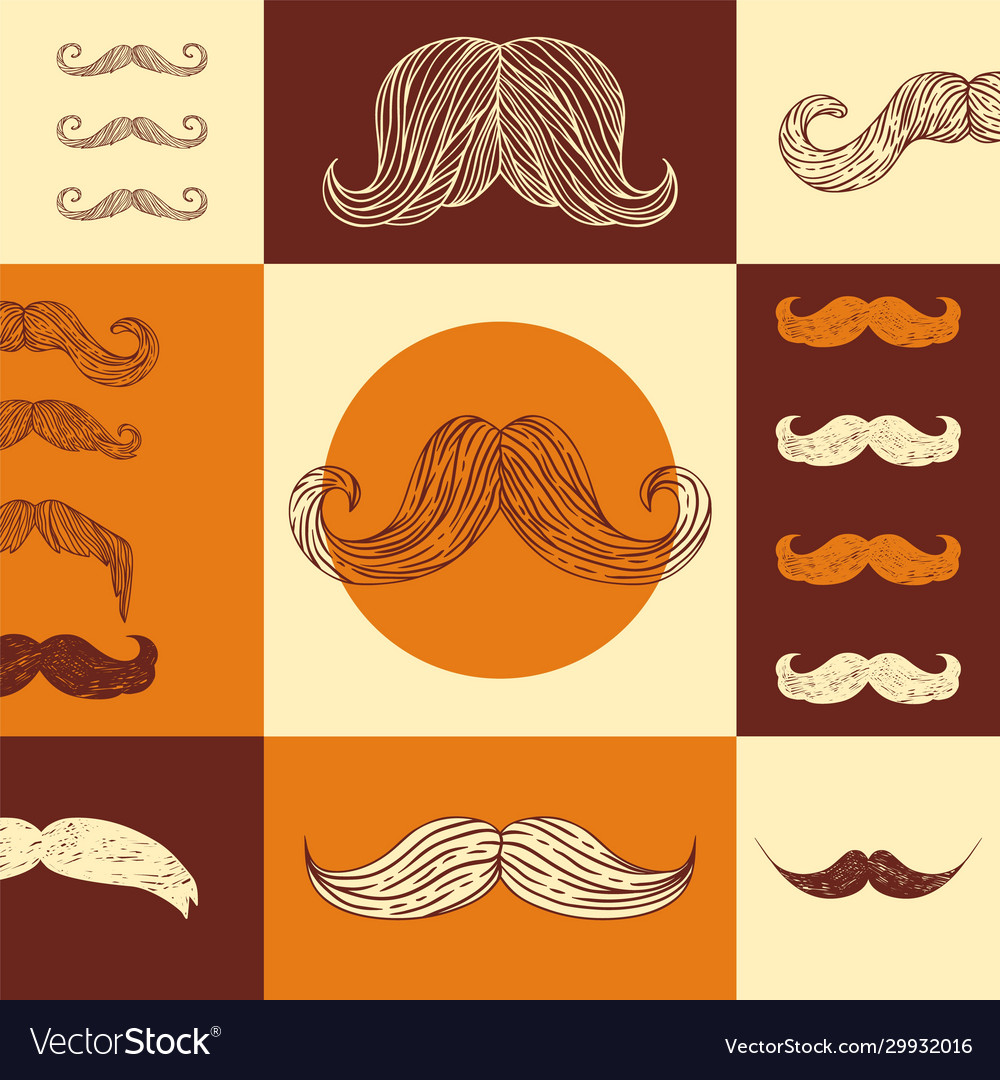 Mustache pattern retro Royalty Free Vector Image