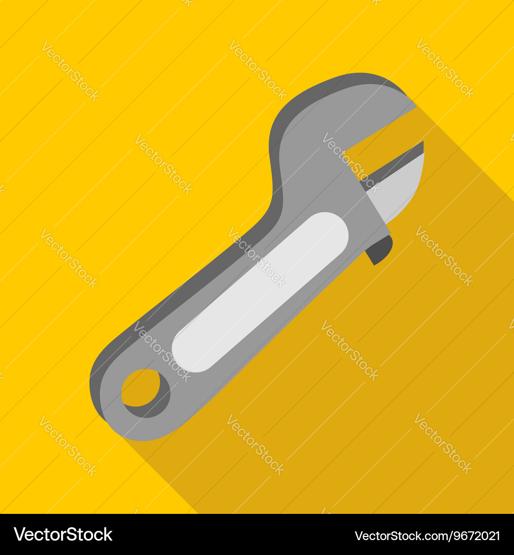 Adjustable wrench icon flat style Royalty Free Vector Image