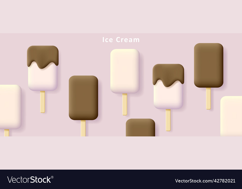 Background with ice creams on sticks vanilla vector image Background with ice creams on sticks vanilla