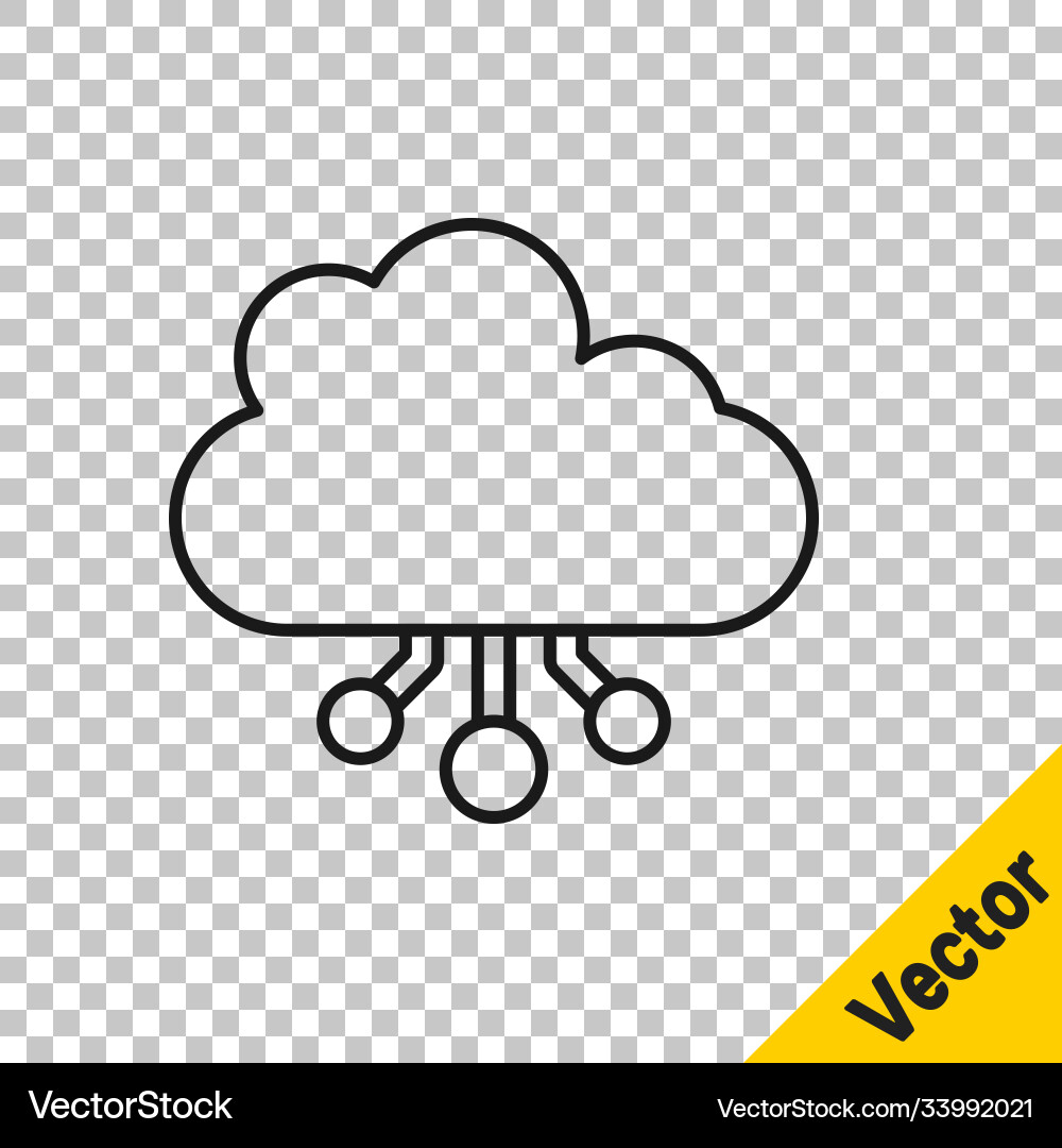 Black line cryptocurrency cloud mining icon Vector Image