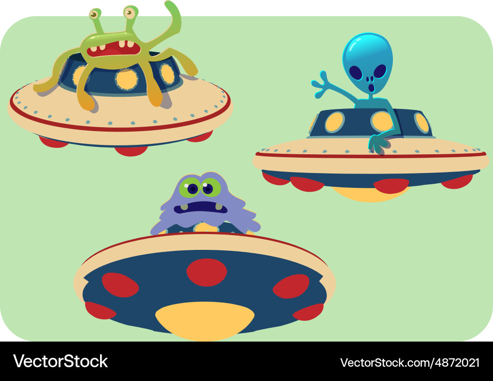 Collection spaceship and alien Royalty Free Vector Image