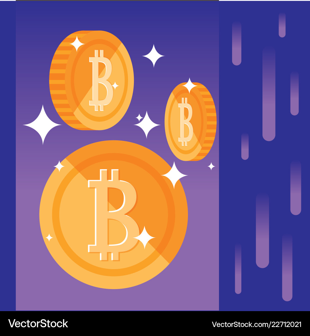 Crypto mining bitcoin icons Royalty Free Vector Image