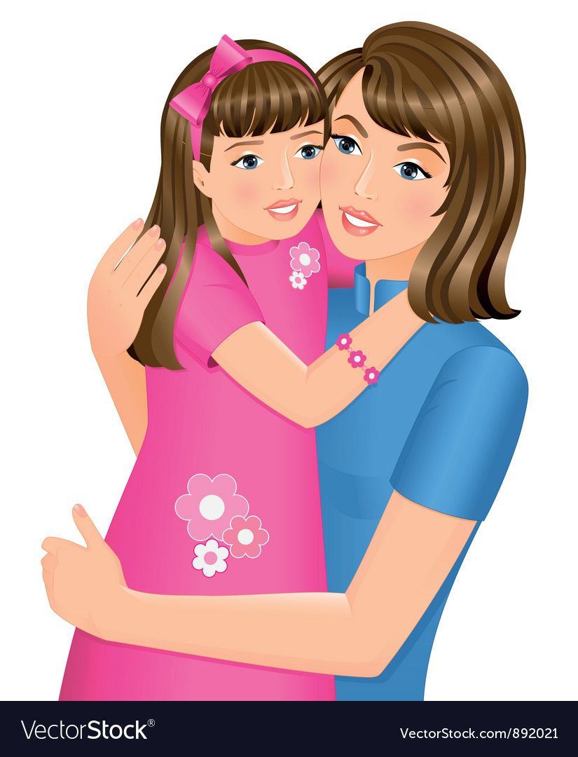 Download Daughter hugging her mother Royalty Free Vector Image