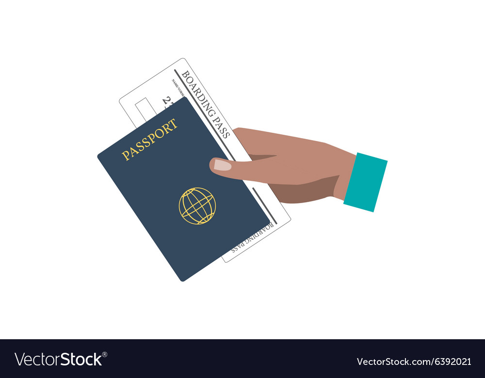 Human Hand Holding Boarding Pass And Passport Vector Image