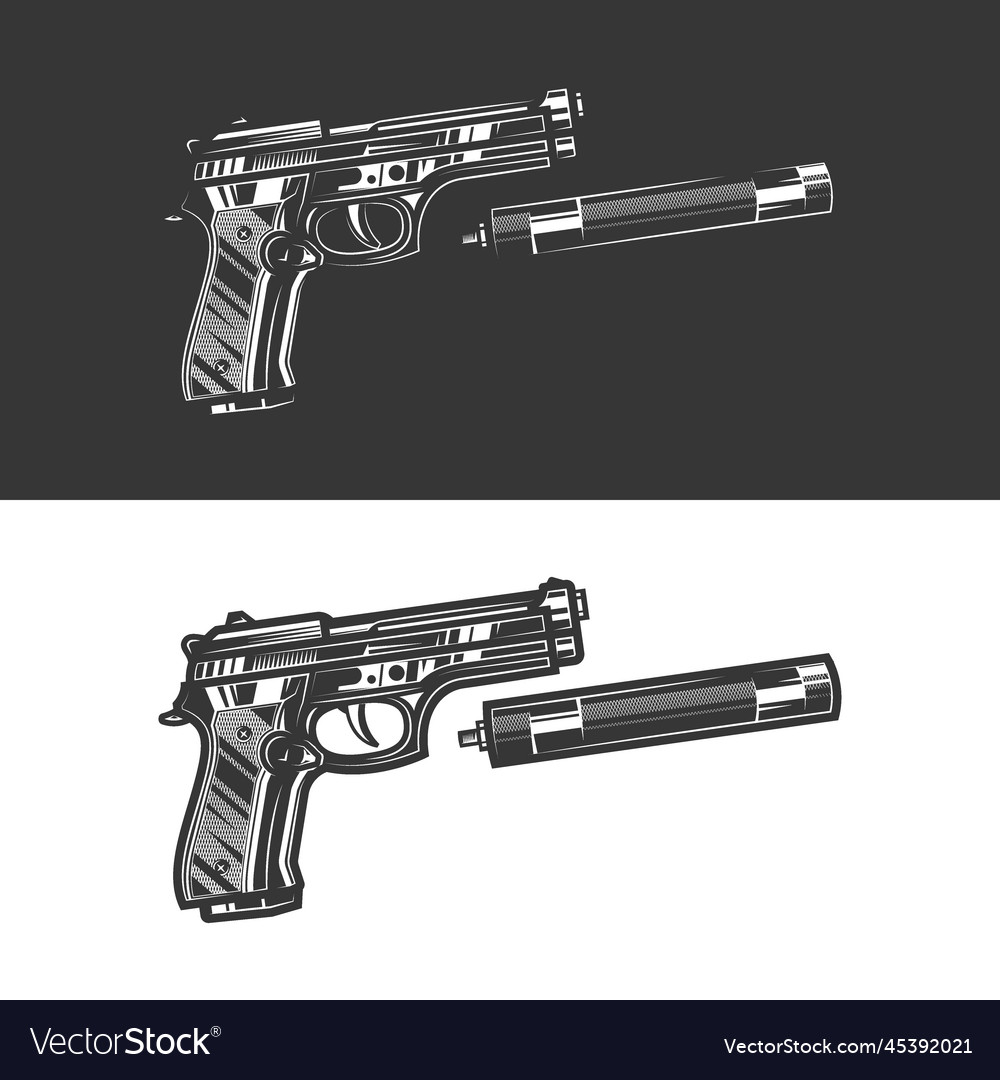 Pistol with a silencer Royalty Free Vector Image