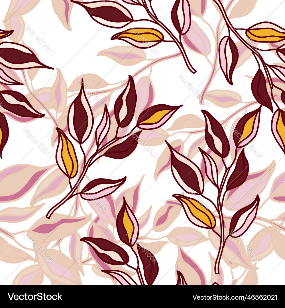 Seamless pattern branches with leaves organic Vector Image