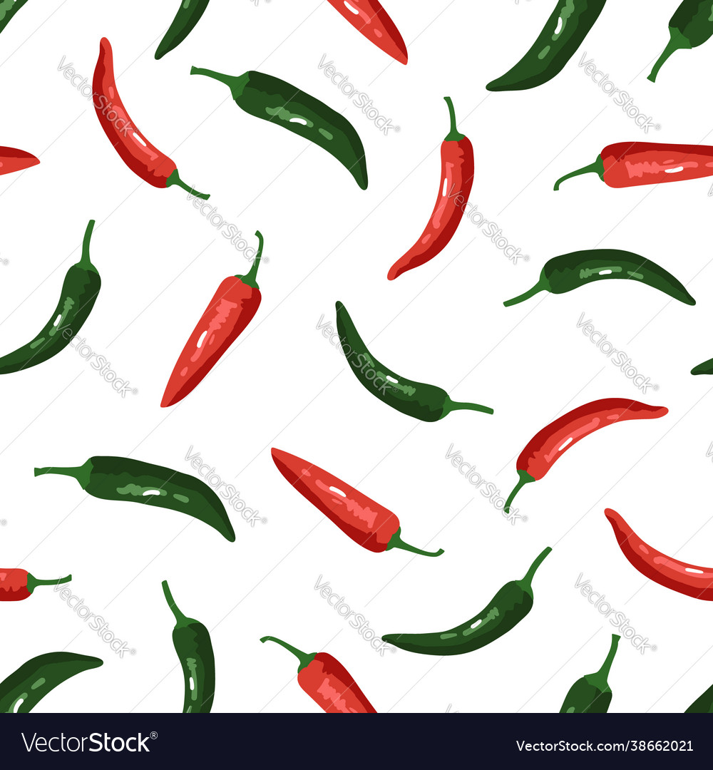 Seamless pattern with green and red peppers sweet Vector Image