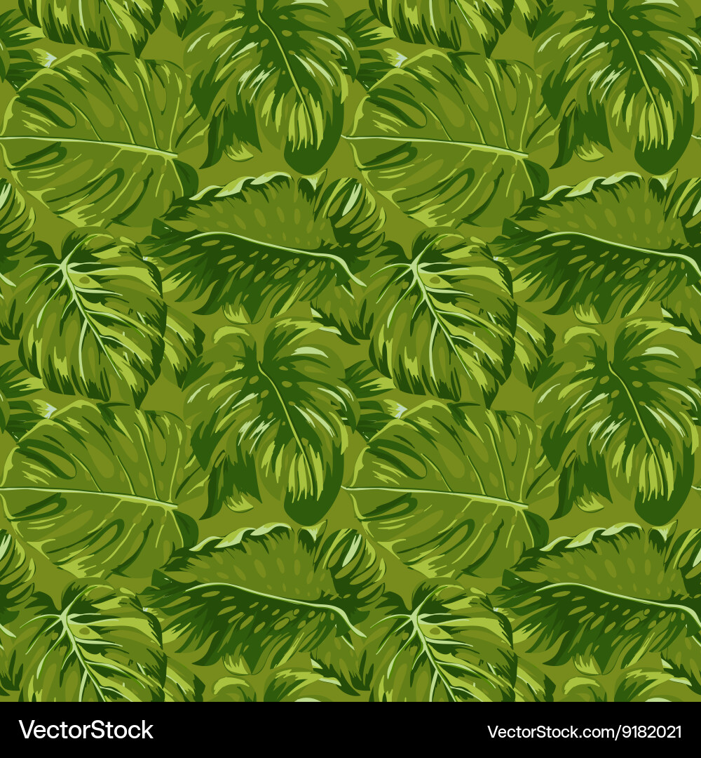 Tropical leaves background - seamless pattern Vector Image