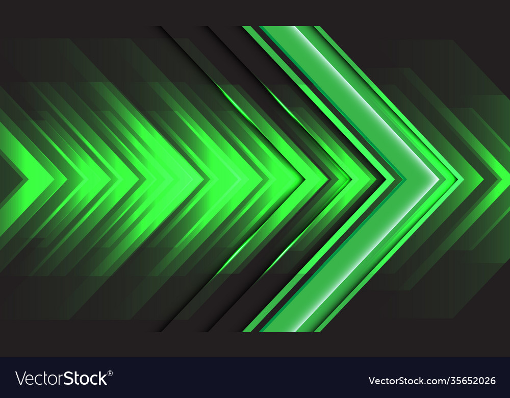 Abstract green light arrow speed energy on black Vector Image