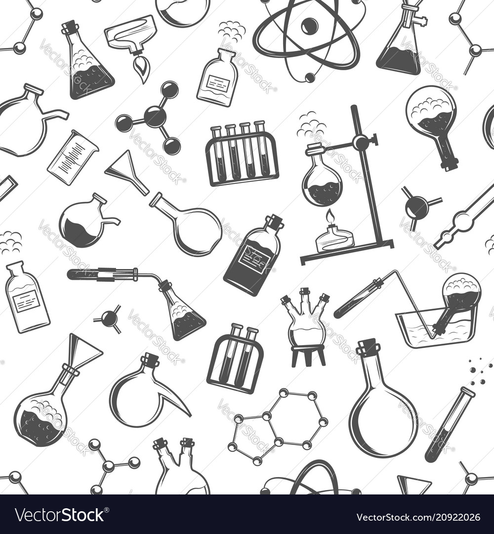 Chemistry seamless pattern with formulas Vector Image