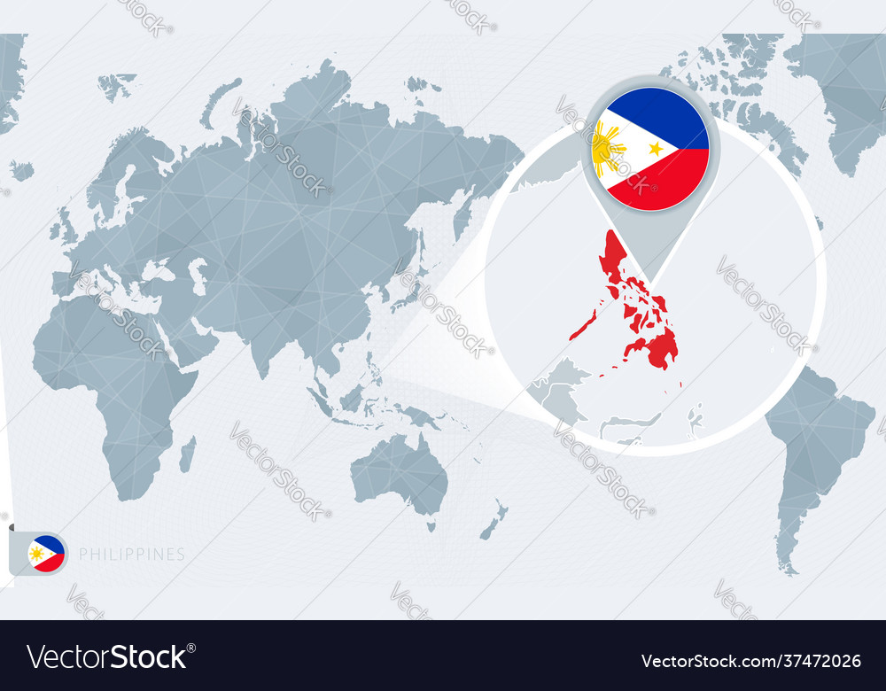 Premium Vector Pacific centered world map with magnified