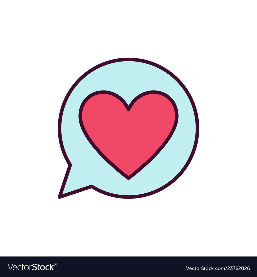 Red heart in speech bubble icon love Royalty Free Vector