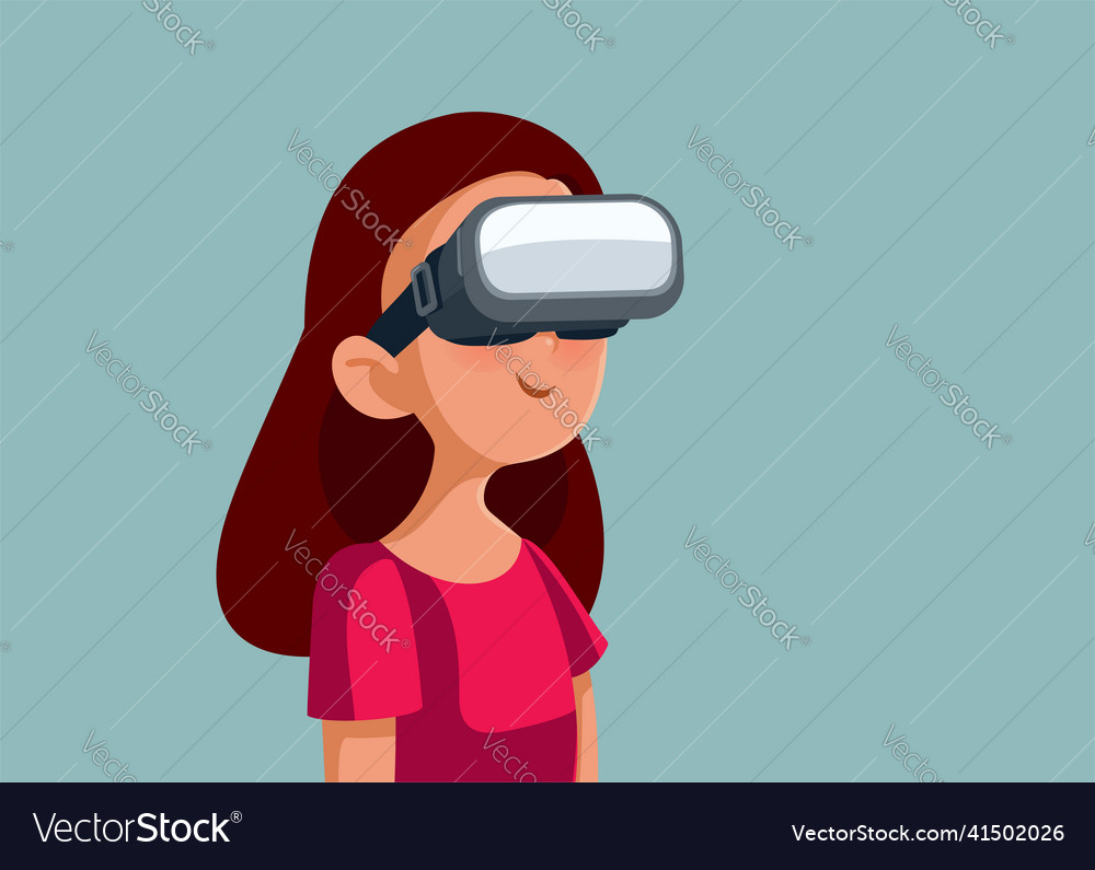 Teen Girl Wearing Vr Glasses Cartoon Royalty Free Vector