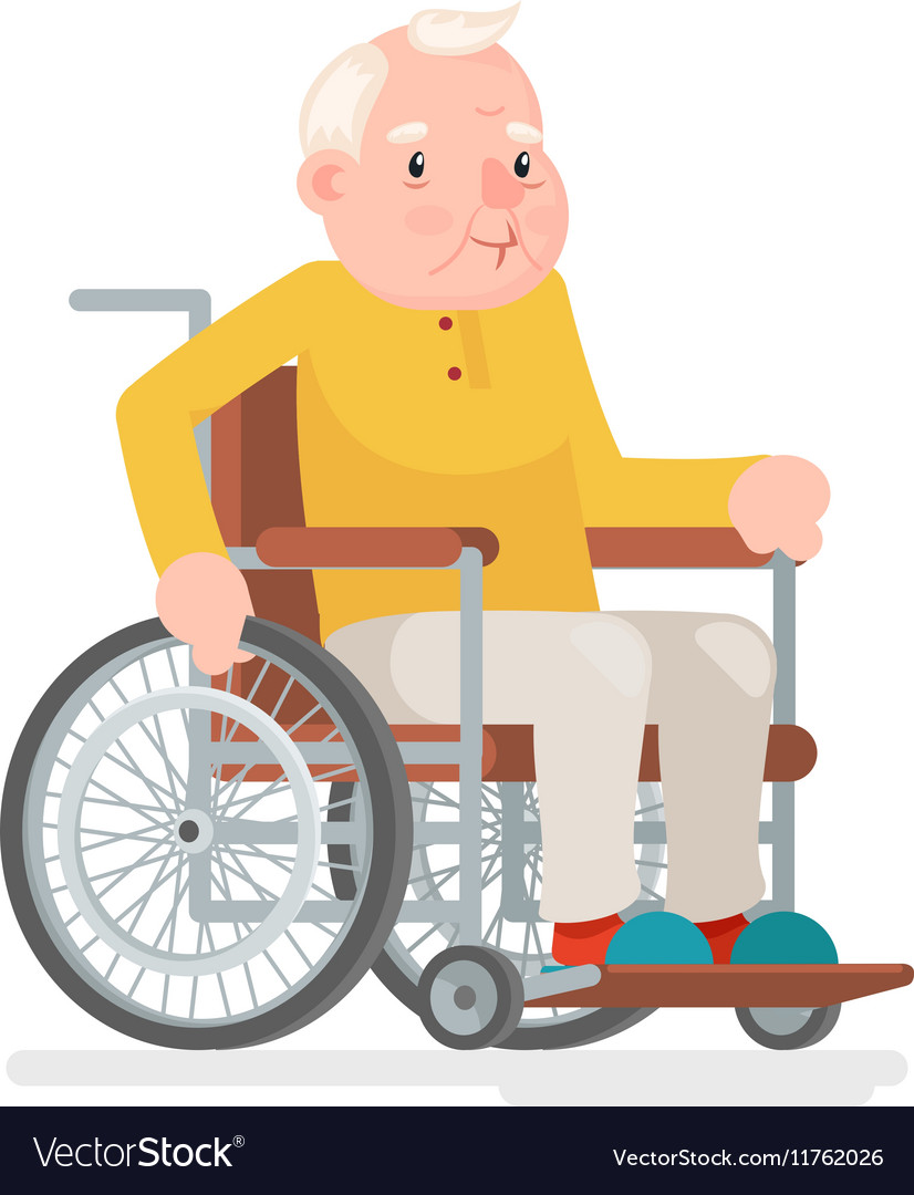 Wheelchair Old Man Character Sit Adult Icon Vector Image