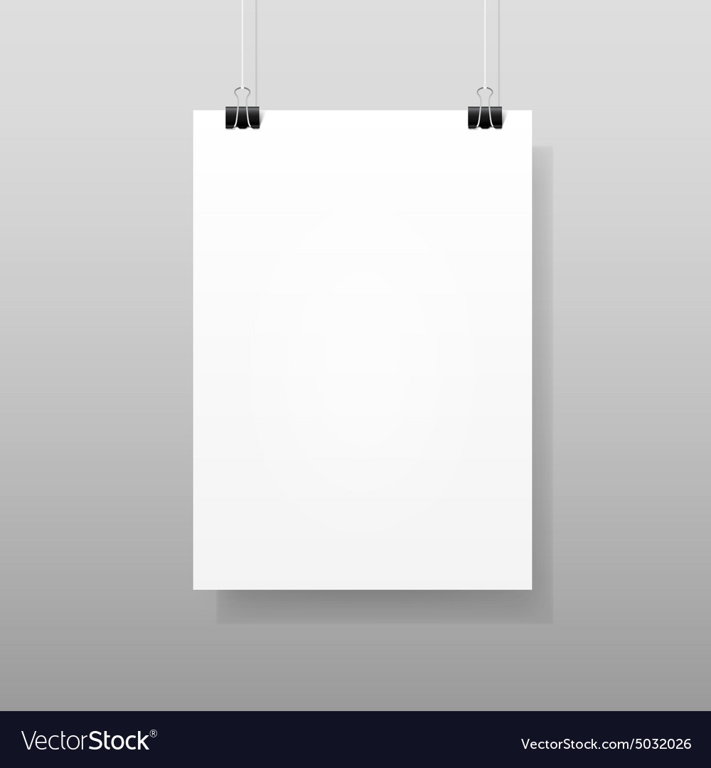White Blank Paper Wall Poster Template Royalty Free Vector