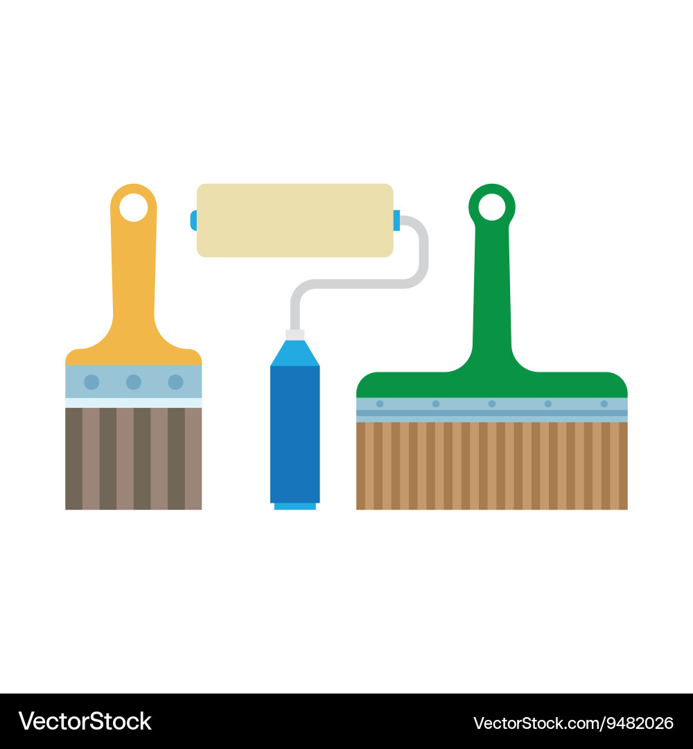 Work tools - paint brush and roller Royalty Free Vector