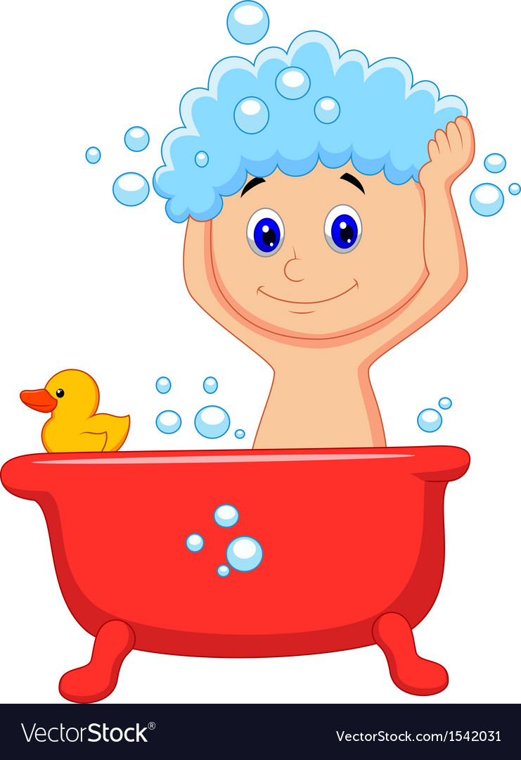 Cute cartoon boy having bath Royalty Free Vector Image