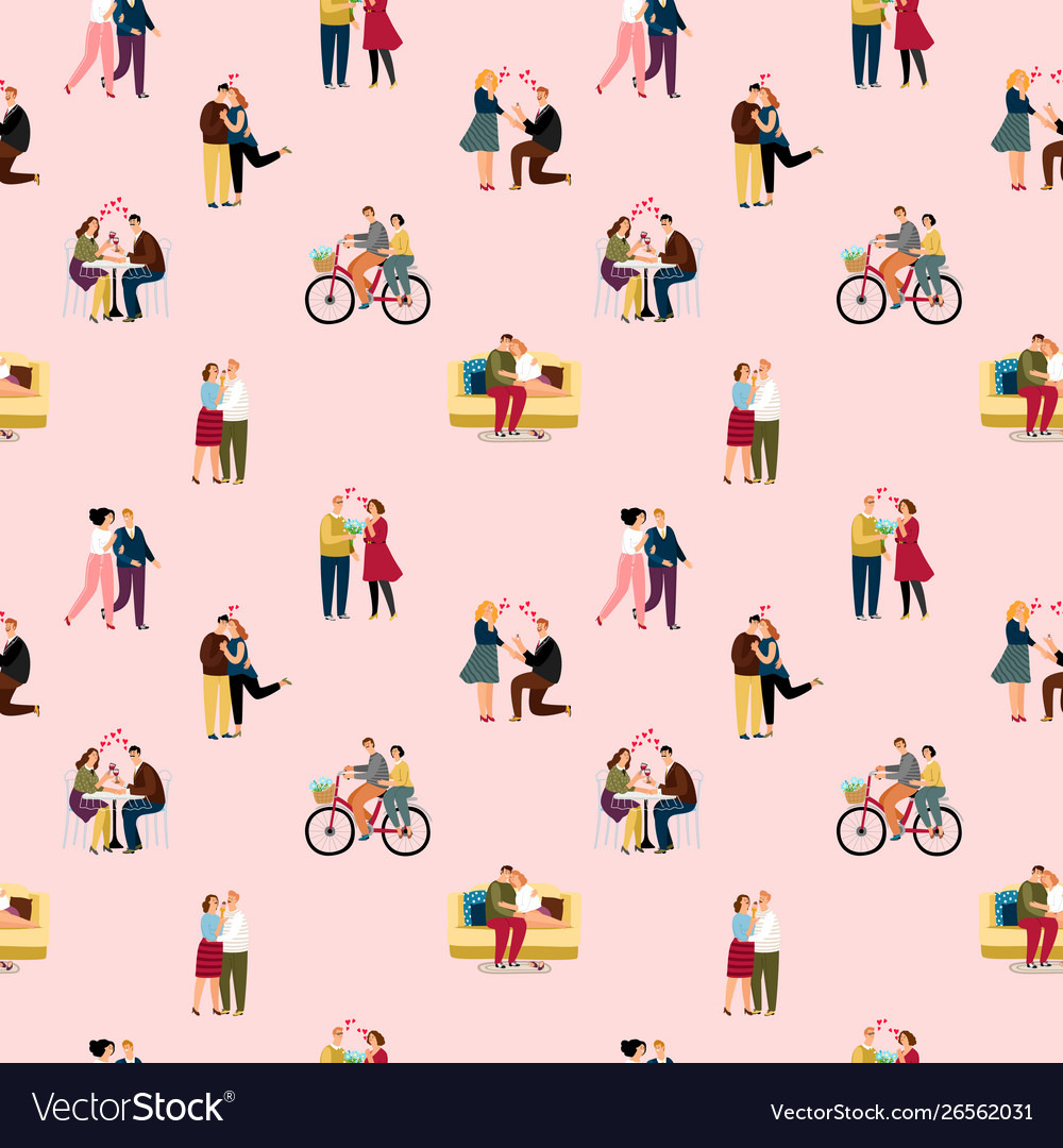 Love couples people pattern Royalty Free Vector Image