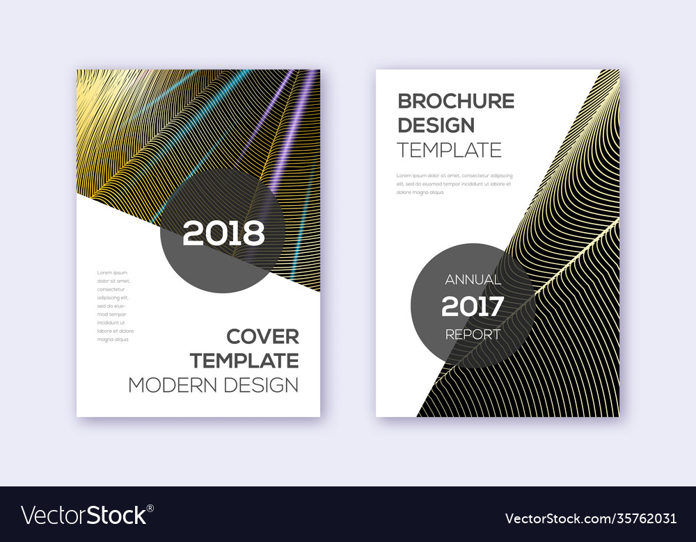 Modern cover design template set gold abstract li Vector Image