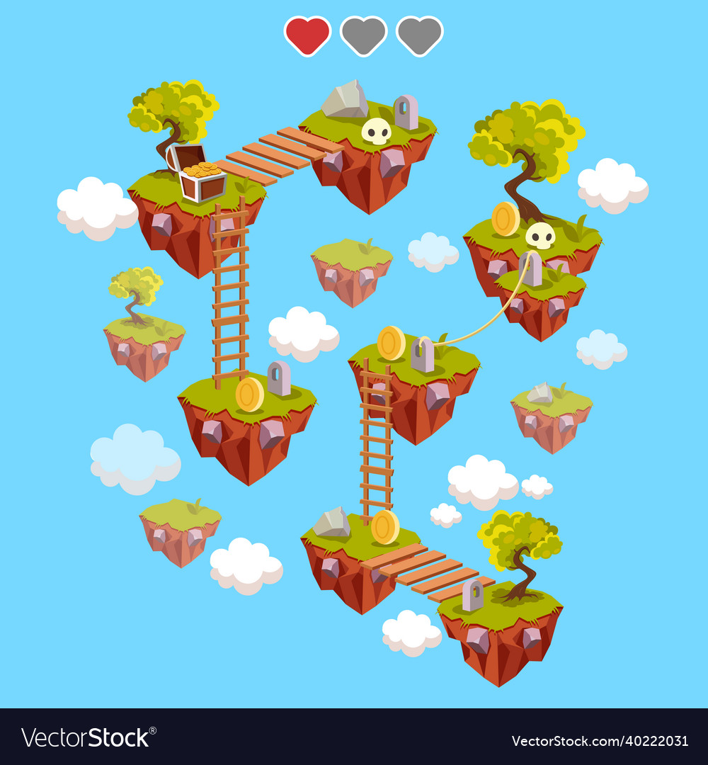 Stage game level map design for arcade computer Vector Image