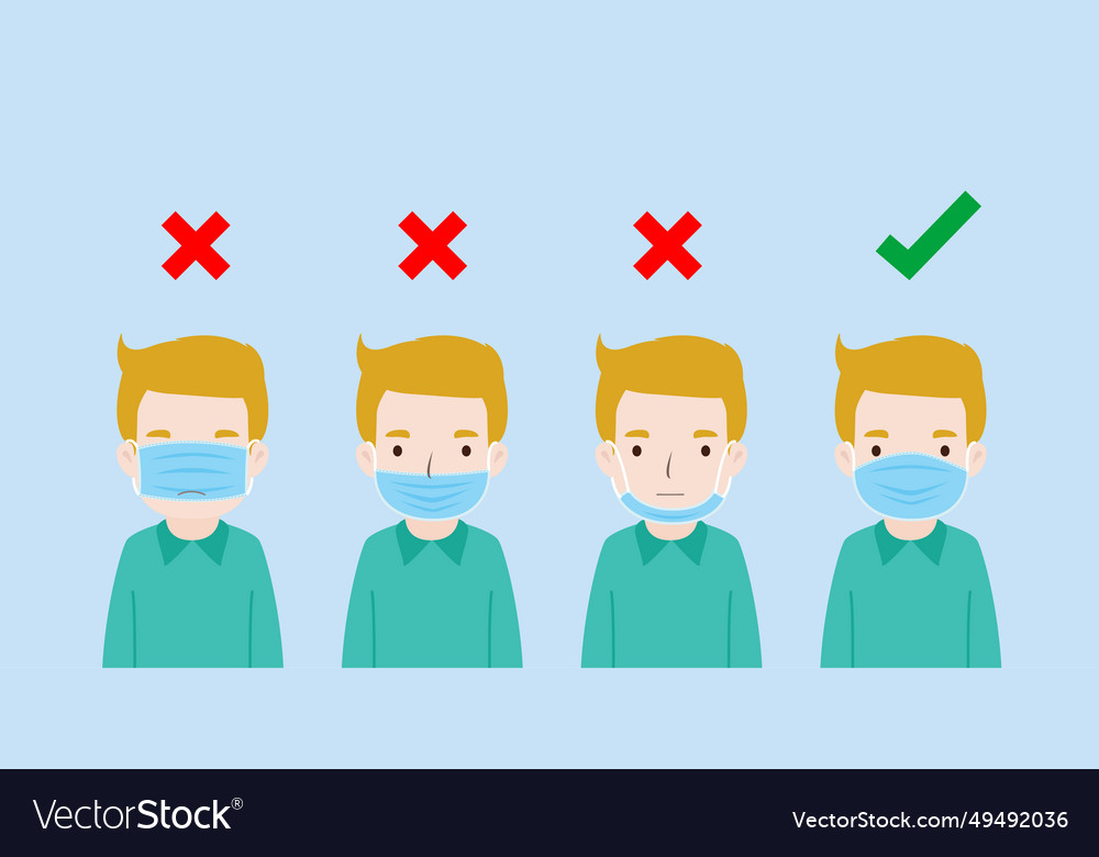 Men Showing How To Wear Surgical Mask Royalty Free Vector