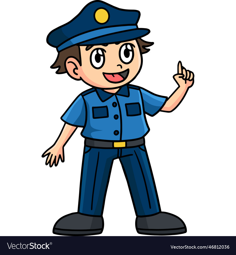 Police officer cartoon colored clipart Royalty Free Vector