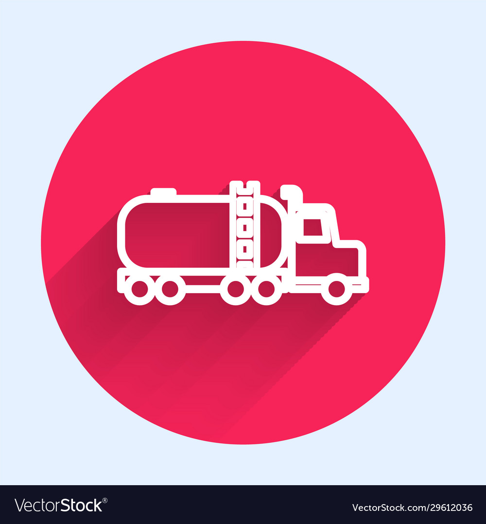 White line tanker truck icon isolated with long Vector Image