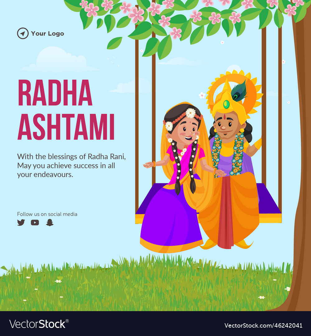 Banner design of happy radha ashtami Royalty Free Vector