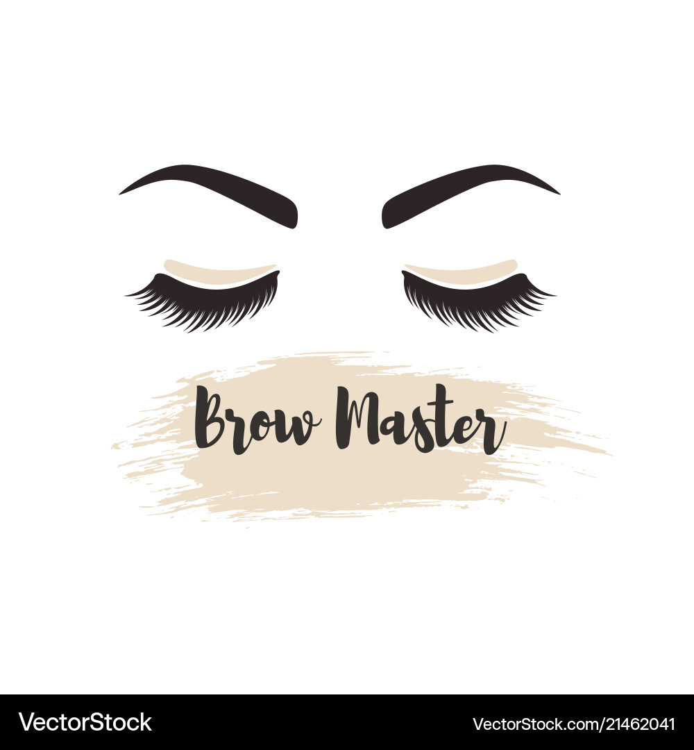 Brows and lashes lettering for beauty salon lash Vector Image