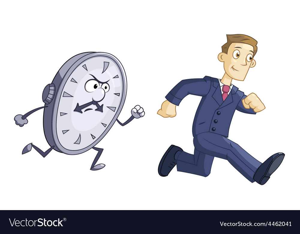 Businessman Is Running Against Time Royalty Free Vector